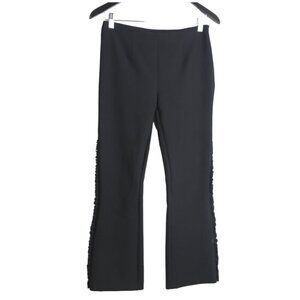 Cinq A Sept Onyx Ruffle Trim Flared Cropped Black Pants Size 2